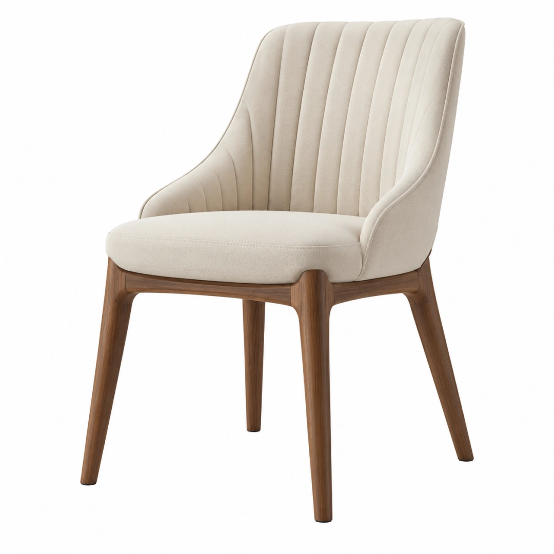 Chaise de salle à manger 60 x 61 x 85 cm tissu beige pieds en bois style contemporain