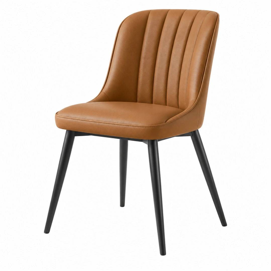Chaise de salle à manger 48 x 58 x 84 cm en similicuir cognac style moderne