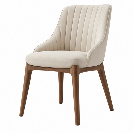 Chaise de salle à manger 60 x 61 x 85 cm tissu beige pieds en bois style contemporain