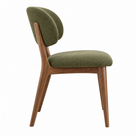 Chaise de salle à manger 50 cm 57 cm 82 cm en tissu vert et bois marron style moderne