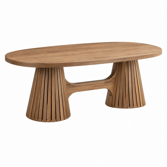 Table à manger ovale 200 x 100 x 75 cm en bois marron style contemporain